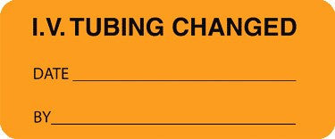 IV Tubing Change Labels, Orange 1000/Roll