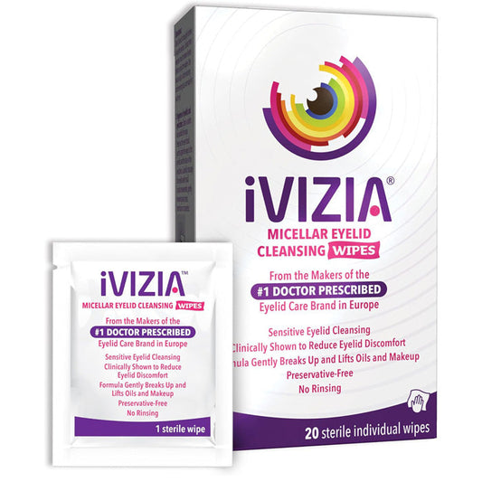 ivizia Eyelid Cleansing Wipes for Senstive Eyes, Sterile Individually Wrapped 20/Box