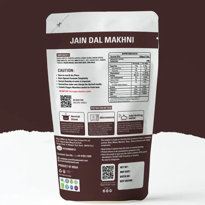 Fresh O Need Dal Makhani ( Without Onion & Garlic ) - Ready To Eat 220 gms
