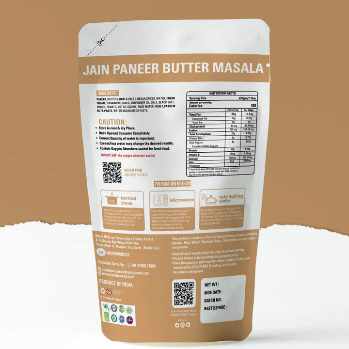 Fresh O Need Paneer Butter Masala ( Without Onion & Garlic ) - Ready To Eat 220 gms