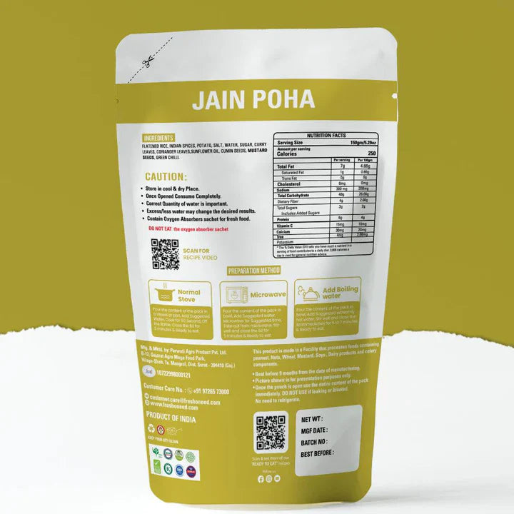 Fresh O Need Poha ( Without Onion & Garlic ) - Ready To Eat 150 gms