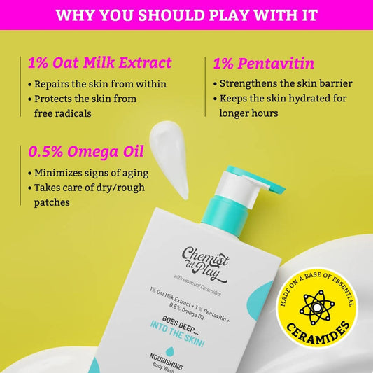 Chemist At Play Nourishing Body Wash, Provides Intense Nourishment, Combats Dryness, Perfect for Post Swimming