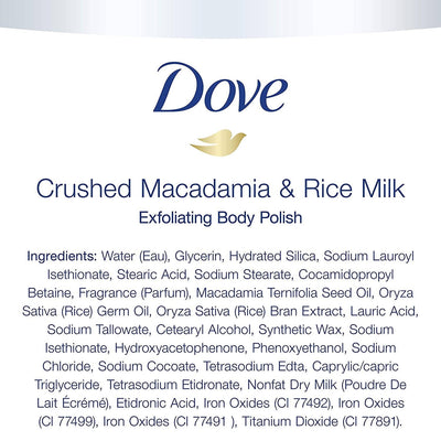 Dove Crushed Macadamia & Rice Milk Moderate Exfoliating Body Scrubating Body Polish Scrub