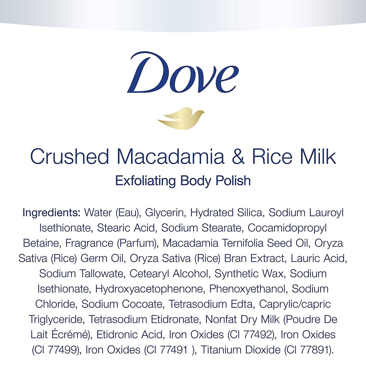Dove Crushed Macadamia & Rice Milk Moderate Exfoliating Body Scrubating Body Polish Scrub