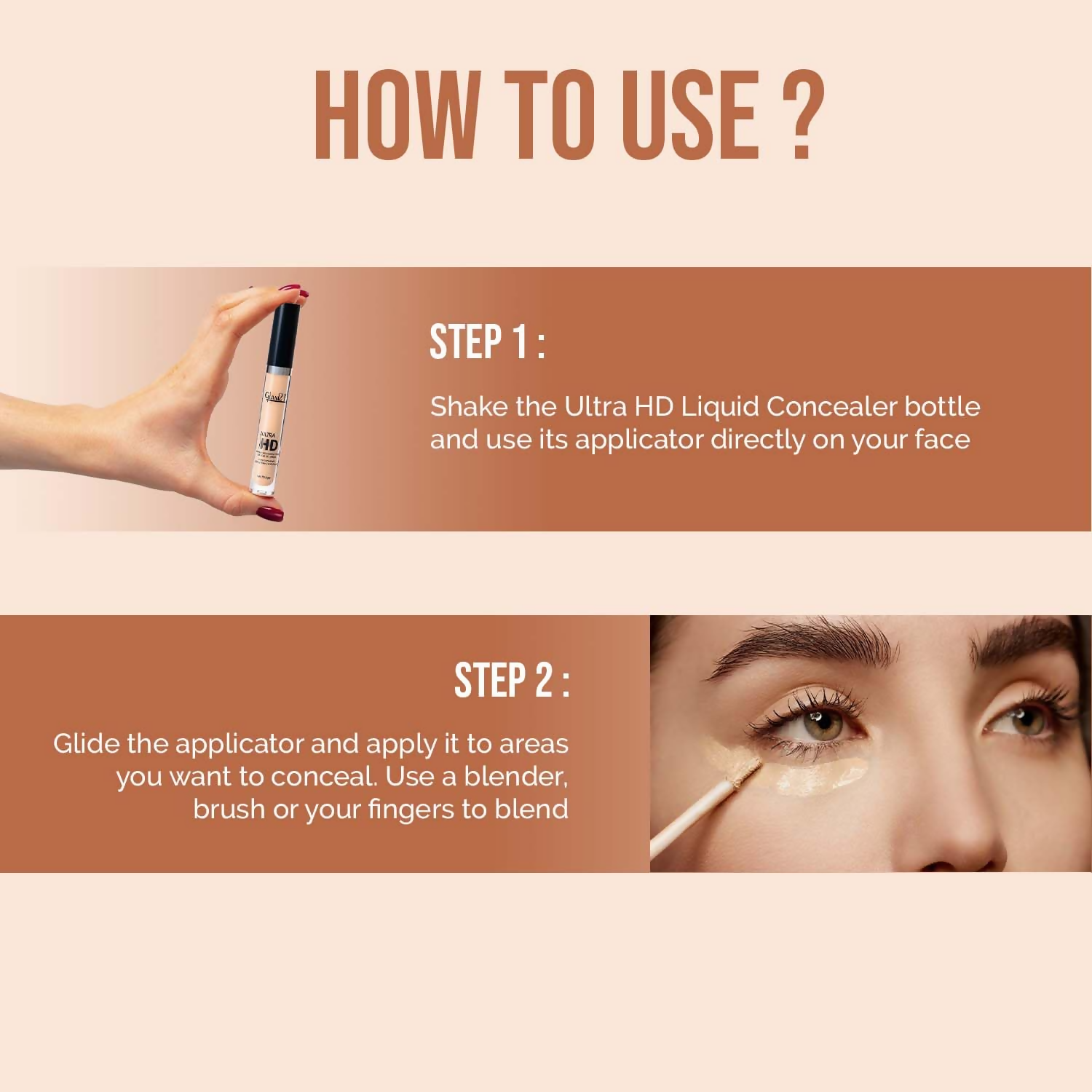 Glam21 Ultra HD Liquid Concealer for HD Finish - Yellow Sand