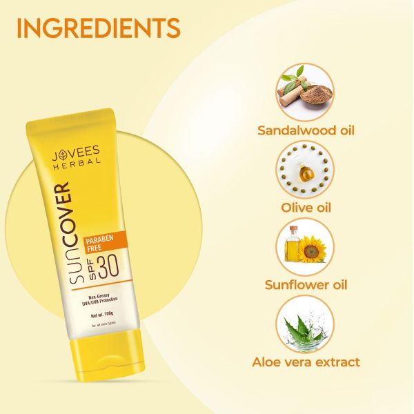 Jovees Sandalwood Natural Sun Cover SPF 30, UVA/UVB Protection