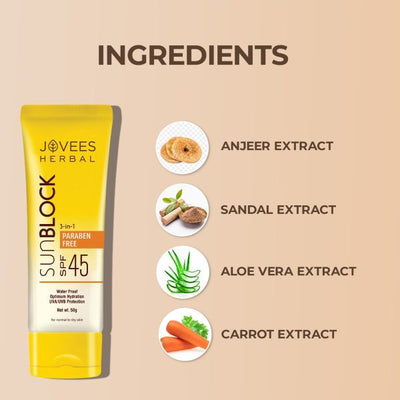 Jovees Sun Block 3 In 1 UVA/UVB Protection SPF 45