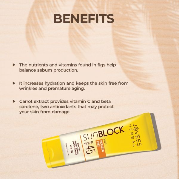 Jovees Sun Block 3 In 1 UVA/UVB Protection SPF 45