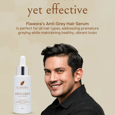 Flawora Anti-Grey Hair Serum For Reversing Grey Hair and Anti Acne Serum to reduce Blackheads and Open Pores
