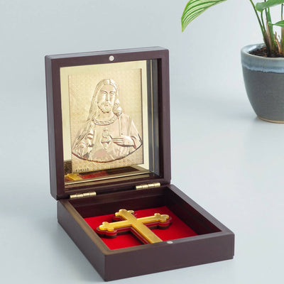 Golden Peacock Brown & Red 24 Ct Gold Foil Lord Jesus Christ