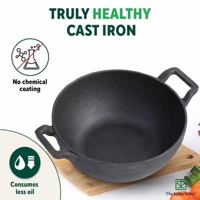 CASTrong Cast Iron Cookware Set: Free ₹110 Spatula +Tawa+Kadai+Frypan,Kitchen set for Home, Pre-seasoned,100% Pure,Induction