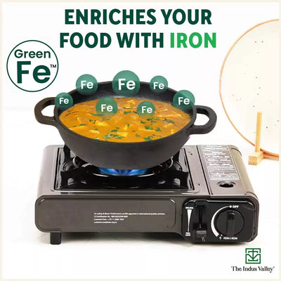 CASTrong Cast Iron Kadai,Pre-seasoned, Nonstick, 100% Pure, Toxin-free, Induction, 25.4cm,2.3L, 2.51kg