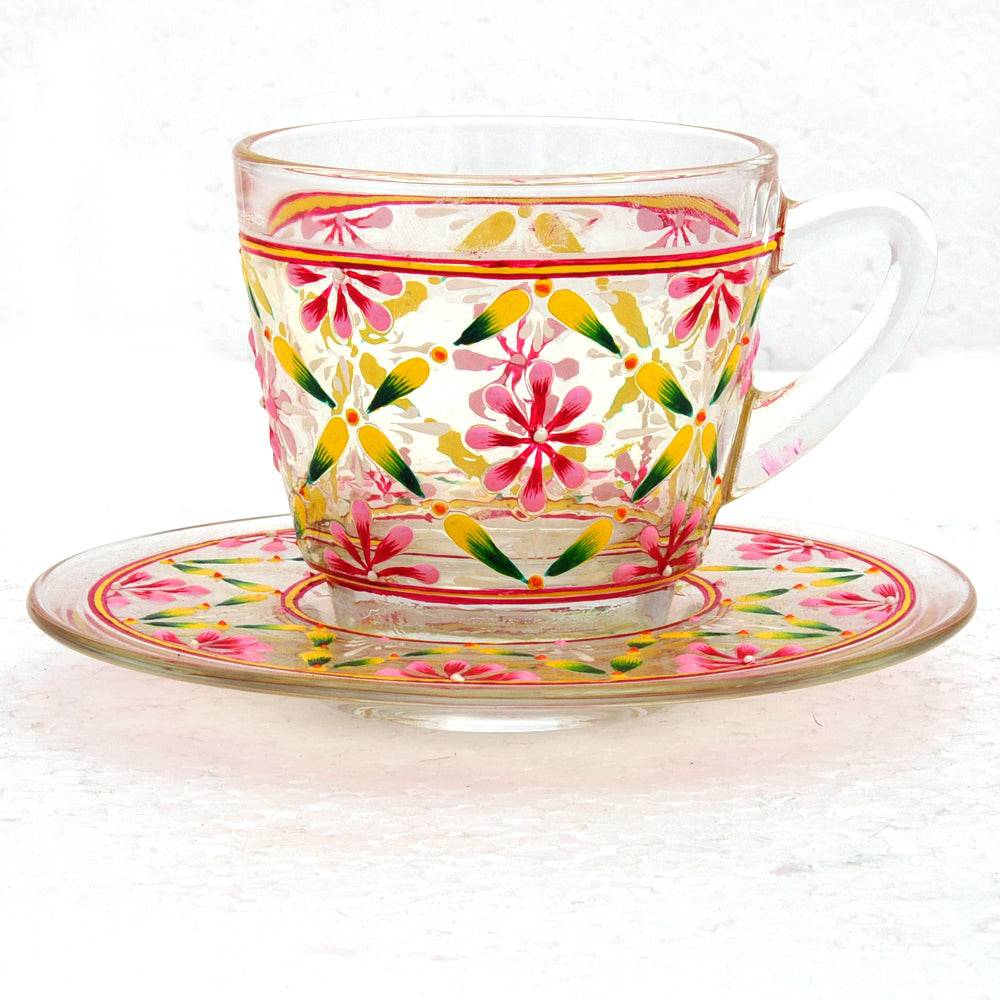 Hand Painted Cup & Saucers set of 6: Sunshine
