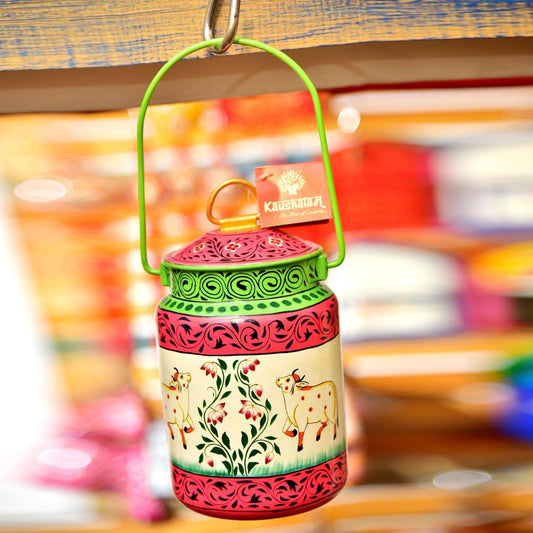 HAND PAINTED MILK BUCKET WHITE & PINK - HOLY COW
