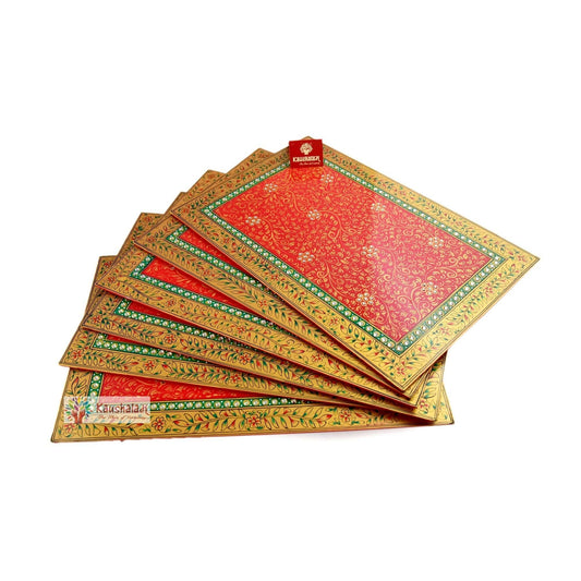 Hand painted wooden dinning mat set of 6 embellished with crystals mats