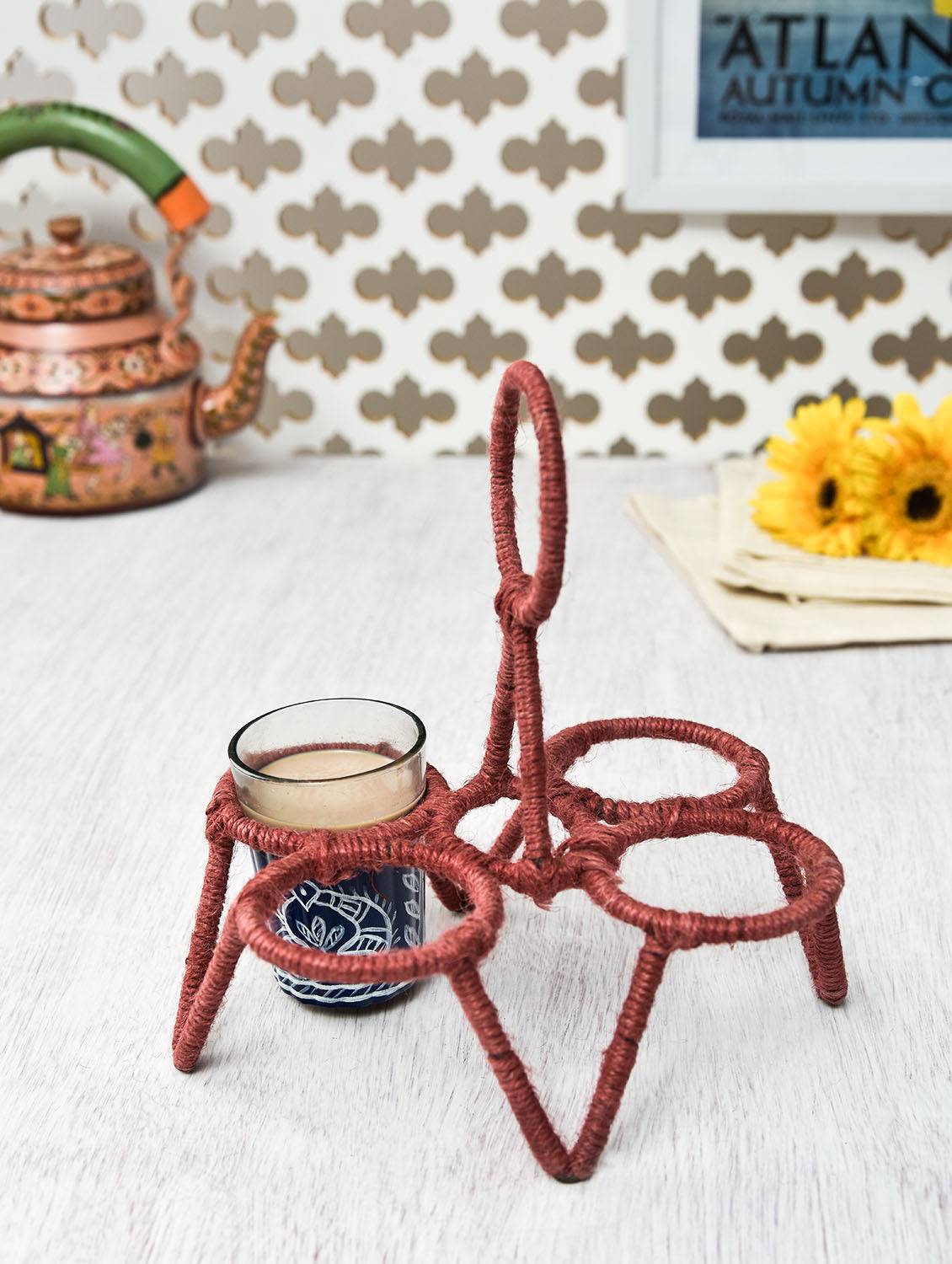 Tea Glass Stand Four CHIKA : pink