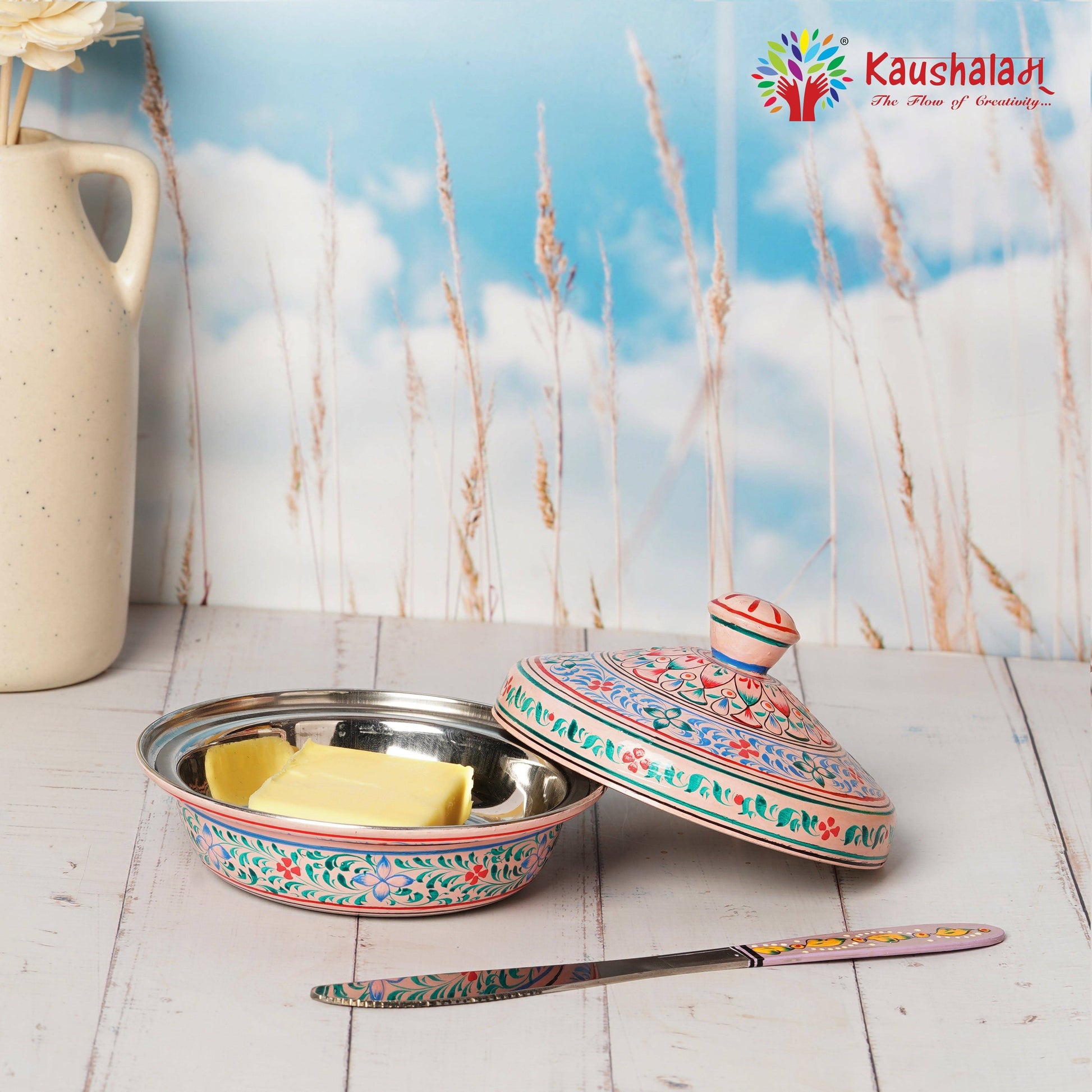 Butter Dish Handpainted with lid