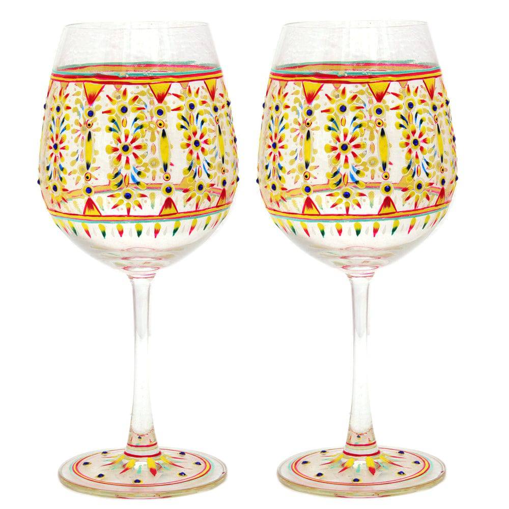 Hand Painted Ocean Madison Bordeaux Set, 600ml, Set of 2, Perfact couple gift, Bar lovers Collectible