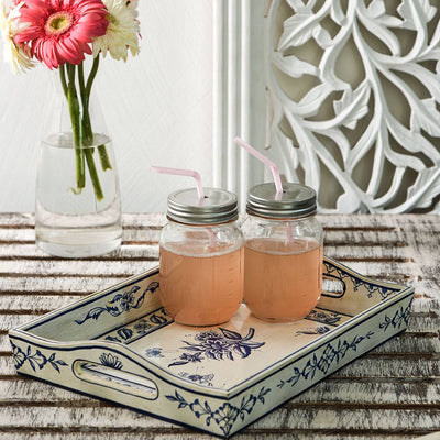 Hand Painted tray set of 2 : Mughal Floral