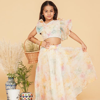 Designing  Crop Blouse with Flared Skirt Collection