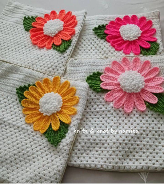 Knits and Knots Indore Handmade White  premium Cushion Cover
