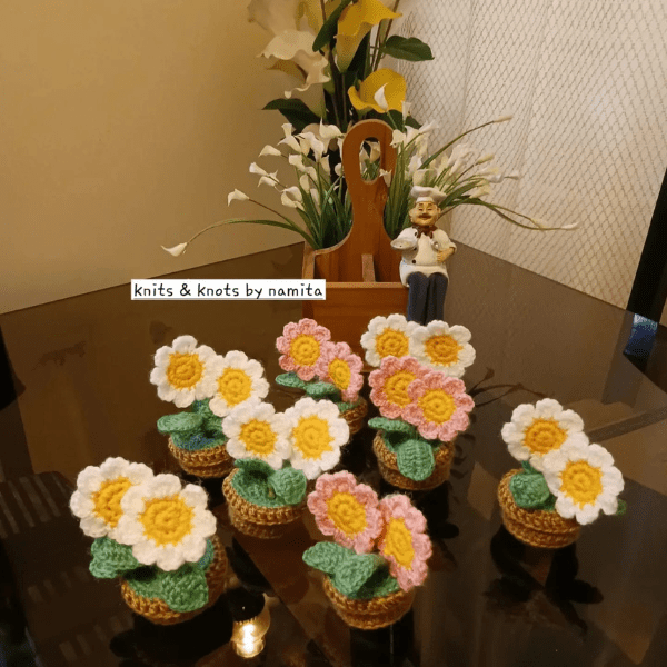 Crochet Floral Decorative Sticks