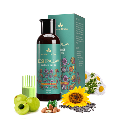 Avimee Herbal Hair Growth Kit: Keshpallav Hair Oil, Shakuntala Hair Cleanser And Scalptone Hair Growth Serum