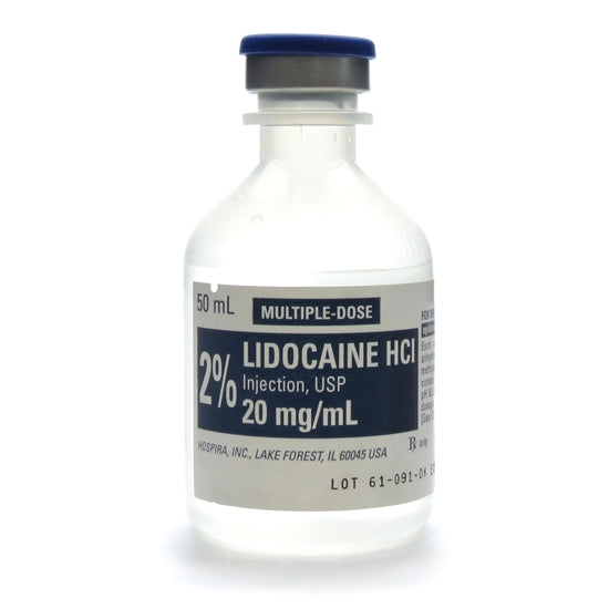 Lidocaine 2% Injection 50 mL Multiple-Dose Vials Hospira 25/Pack (Rx) Exp 12/31/26