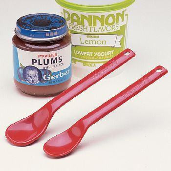 Long Handle Maroon Feeding Spoons 10/Pack