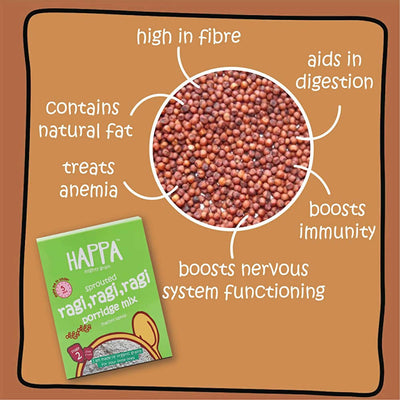 Happa Organic Baby Food Sprouted Ragi Porridge Mix-Stage 2