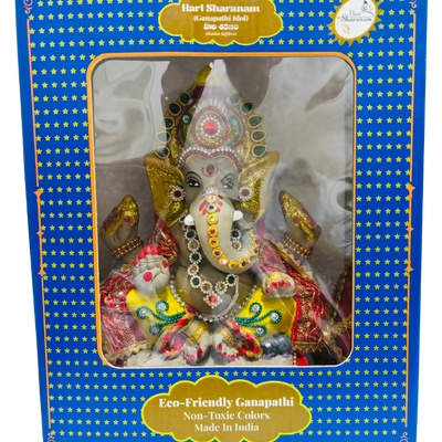 Eco-Friendly Ganesh Idols (Non-Toxic Colors) With Chatri, Kumkum & Akshat