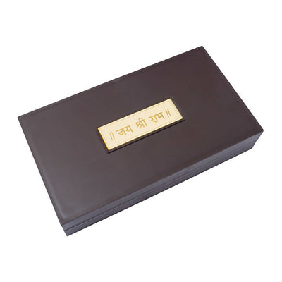 Golden Peacock 24 Ct Gold-Polished & Brown Ram Darbaar Pooja Box