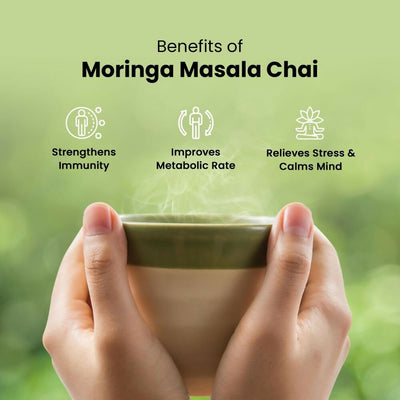 Auric Kadak Moringa Masala Tea - Black Tea from Assam & Darjeeling with Real Spices (Cardamom, Ginger, Black Pepper)