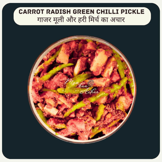 Maa kaa Achar Carrot Radish Green Chilli pickle - 500 gms