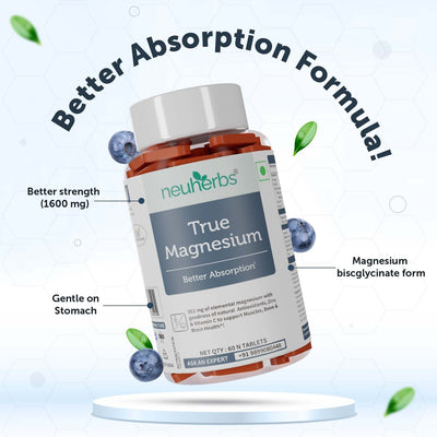 True Magnesium Tablets - Relax Muscles & Mind, Support Bones