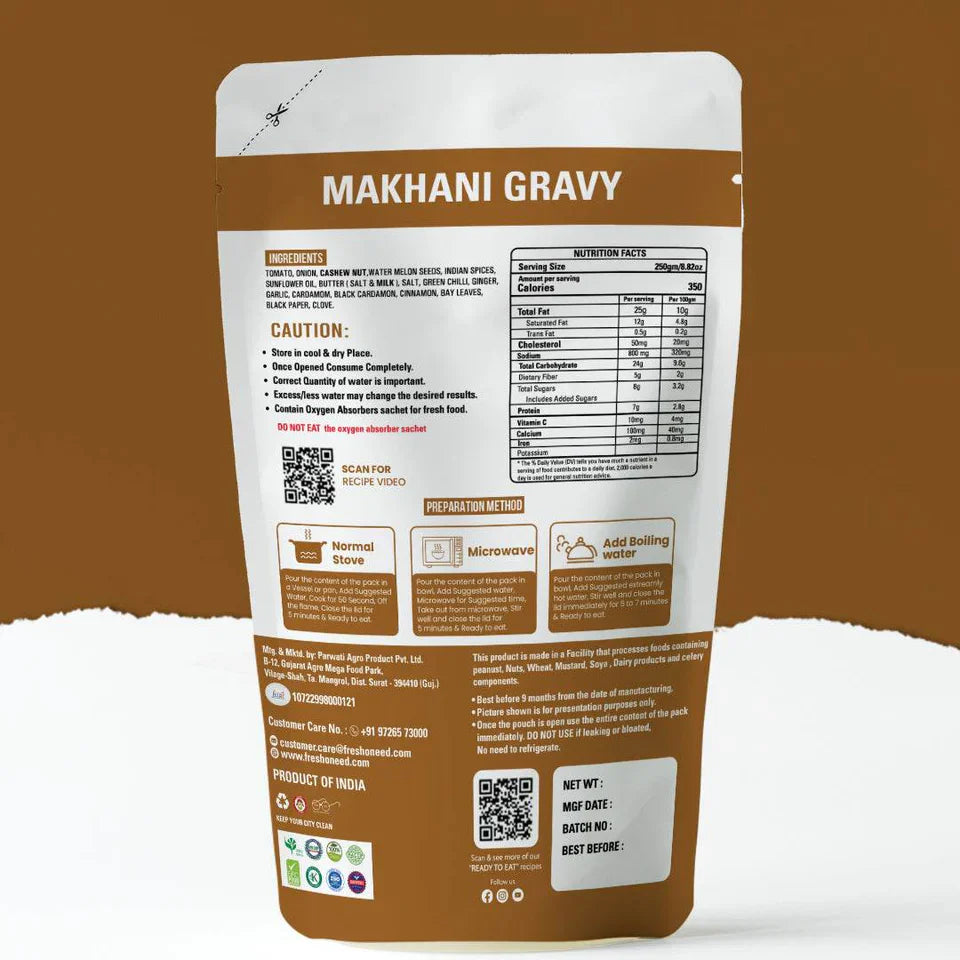 Fresh O Need Makhani Gravy - Ready To Eat 250 gms