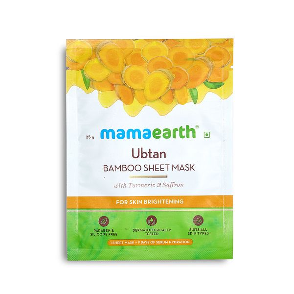 Mamaearth Ubtan Bamboo Sheet Mask with Turmeric and Saffron for Skin Brightening (25 gm)