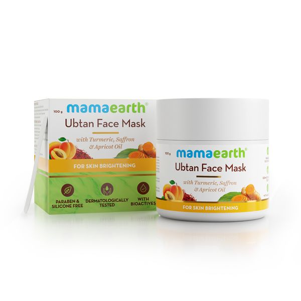 Mamaearth Ubtan Face Mask with Saffron and Turmeric for Skin Brightening and Tan Removal (100 gm)