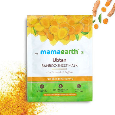 Mamaearth Ubtan Bamboo Sheet Mask with Turmeric and Saffron for Skin Brightening (25 gm)