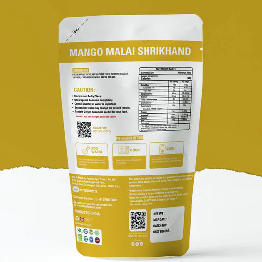 Fresh O Need Mango Malai Shrikhand - Ready To Eat 150 gms