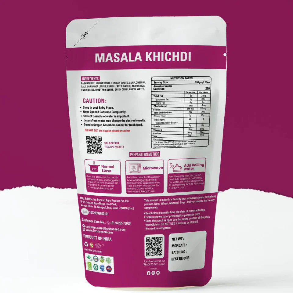 Fresh O Need Masala Khichdi - Ready To Eat 200 gms