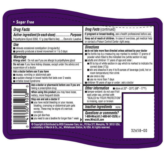 MiraLax Polyethylene Glycol Laxative Powder 8.3 oz