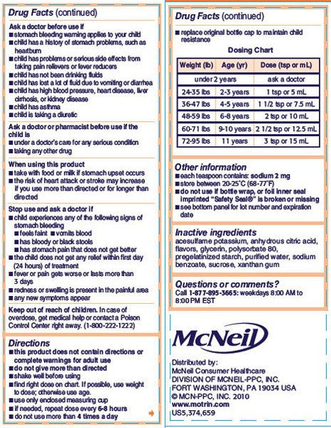 Children's Motrin Ibuprofen Liquid Oral Suspension Berry Flavor 120 mL
