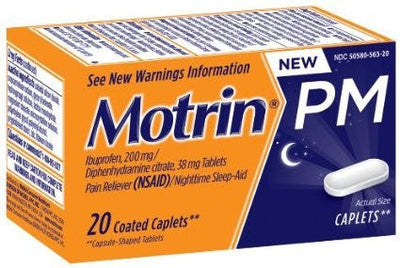 Motrin PM Nighttime Sleep-Aid & Pain Reliever for Aches & Pains, Caplets 20 Count