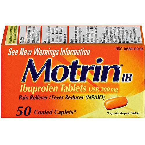 Motrin IB Ibuprofen 200 mg Coated Caplets 50 Count