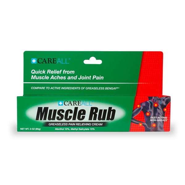 Muscle Rub Pain Relieving Cream, Greaseless Formula, Menthol 10%, Methyl Salicylate 15%