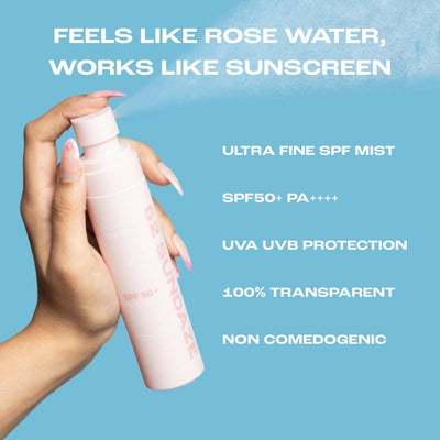 52 Sundaze Rosewater Sunscreen Mist SPF 50+ PA++++ Sunscreen Spray, Clear Glow SPF Mist