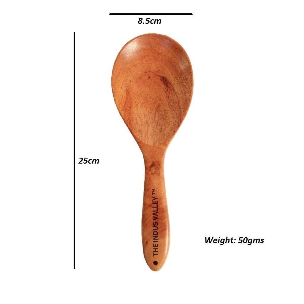 100% Natural Neem Wood Cooking & Serving Spoons/Spatula/Ladles, Set of 3, Toxin-free, Anti-microbial