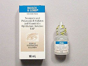 Neomycin and Polymyxin B Sulfates & Gramicidin Ophthalmic Solution Antibiotic Eye Medicine 10ml (Rx)