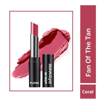 FLiCKA Wear Me Everywhere Creamy Matte Lipstick Fan Of The Tan - Pink